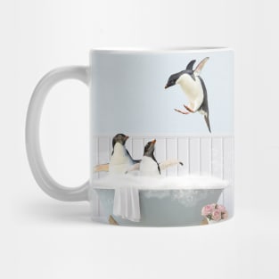 Penguins in a Vintage Bathtub Mug